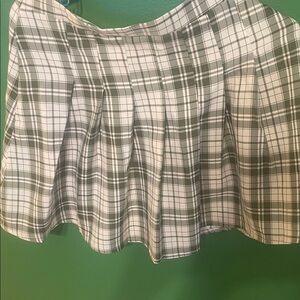 SHEIN Green and White Plaid Mini Skirt